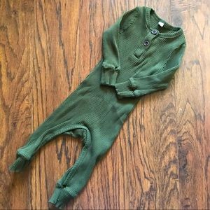 Ribbed Boy Onesie Pajamas w/ Faux Wood Buttons